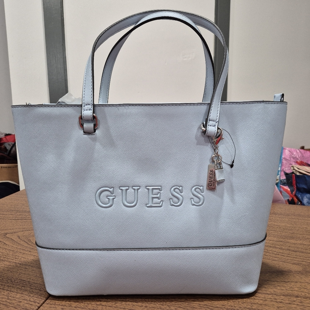 NWOT Guess Baby Blue Handbag With Charm